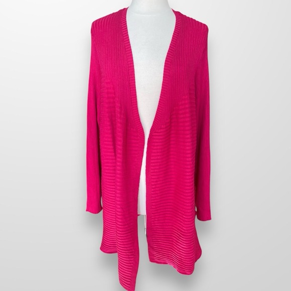Lane Bryant Sweaters - Lane Bryant Womens Size 22 / 24 Cardigan Sweater Lightweight Ribbed Pink Stretch